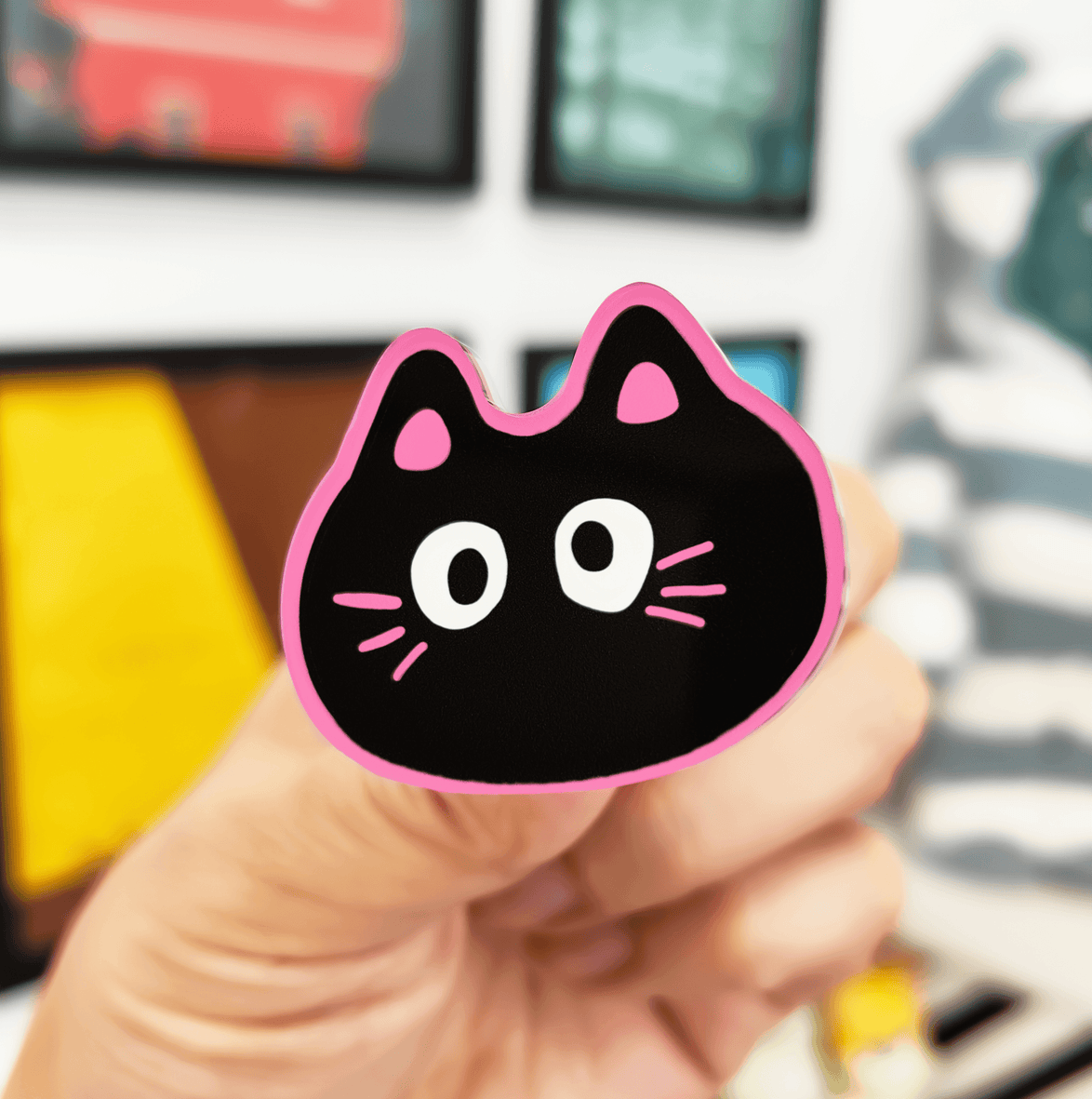 Custom Clear Acrylic Pins - custom full-color design by ParanCrafts