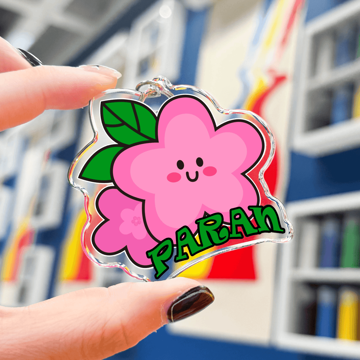 Custom Diamond Acrylic Keychains - custom full-color design by ParanCrafts