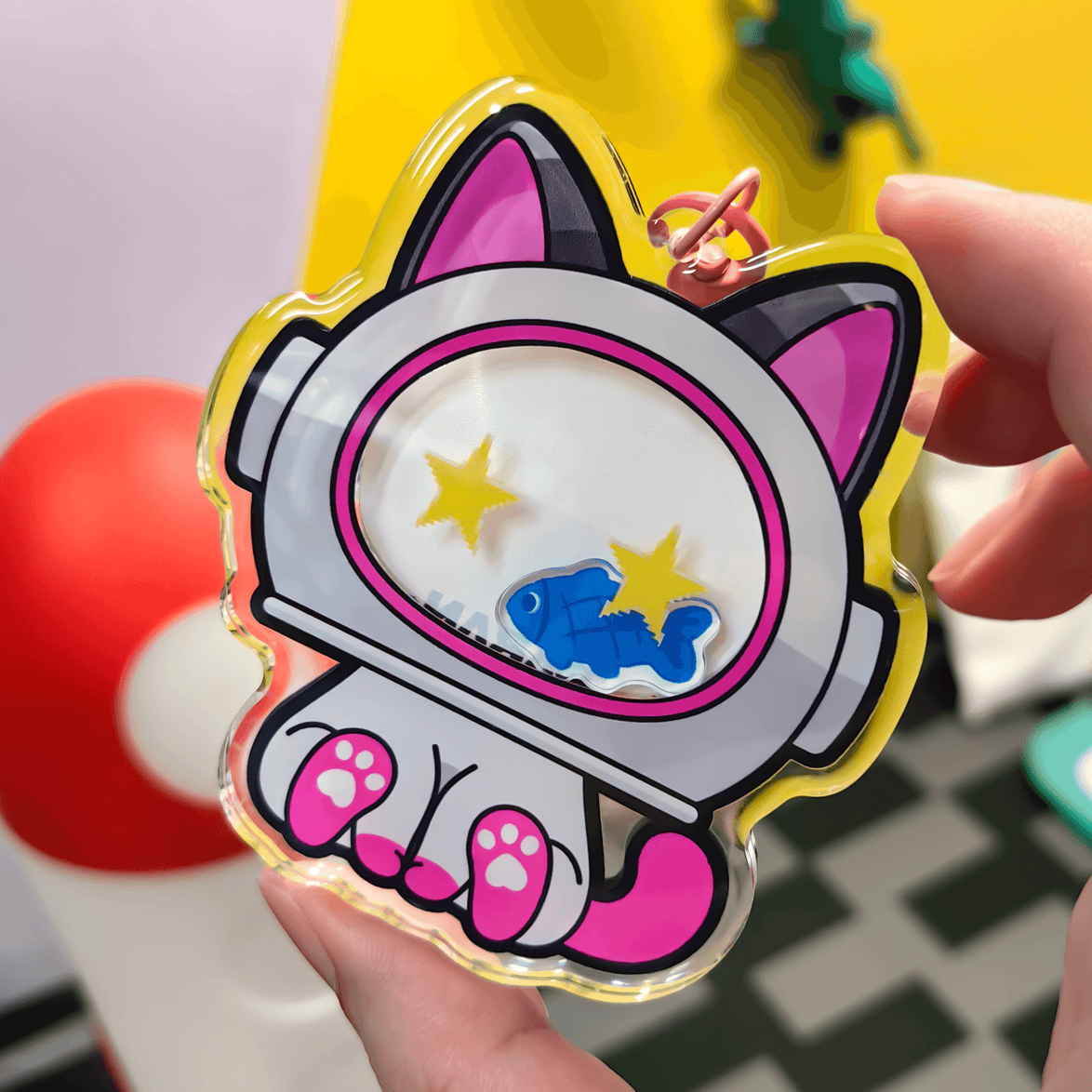 Custom Shaker Acrylic Keychains - custom full-color design by ParanCrafts
